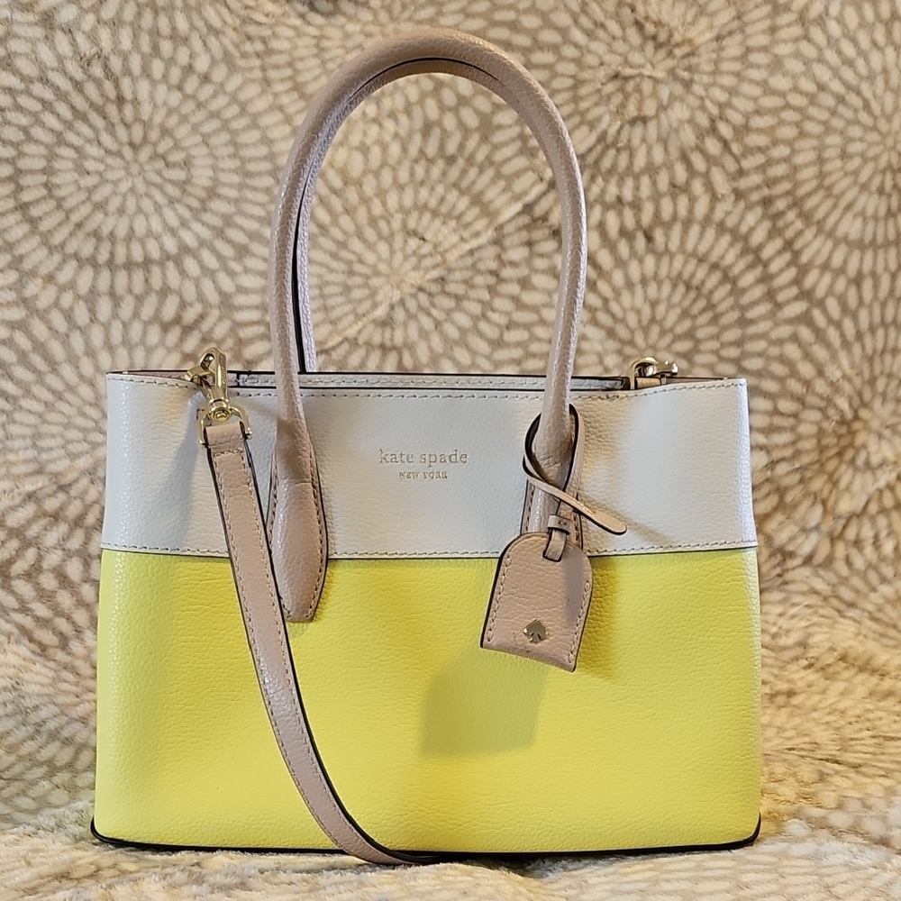 Kate Spade Yellow and Cream Satchel with Structured Design